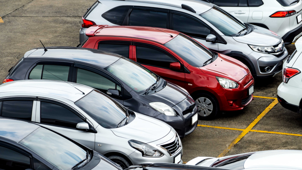 Multiple cars in a car park.