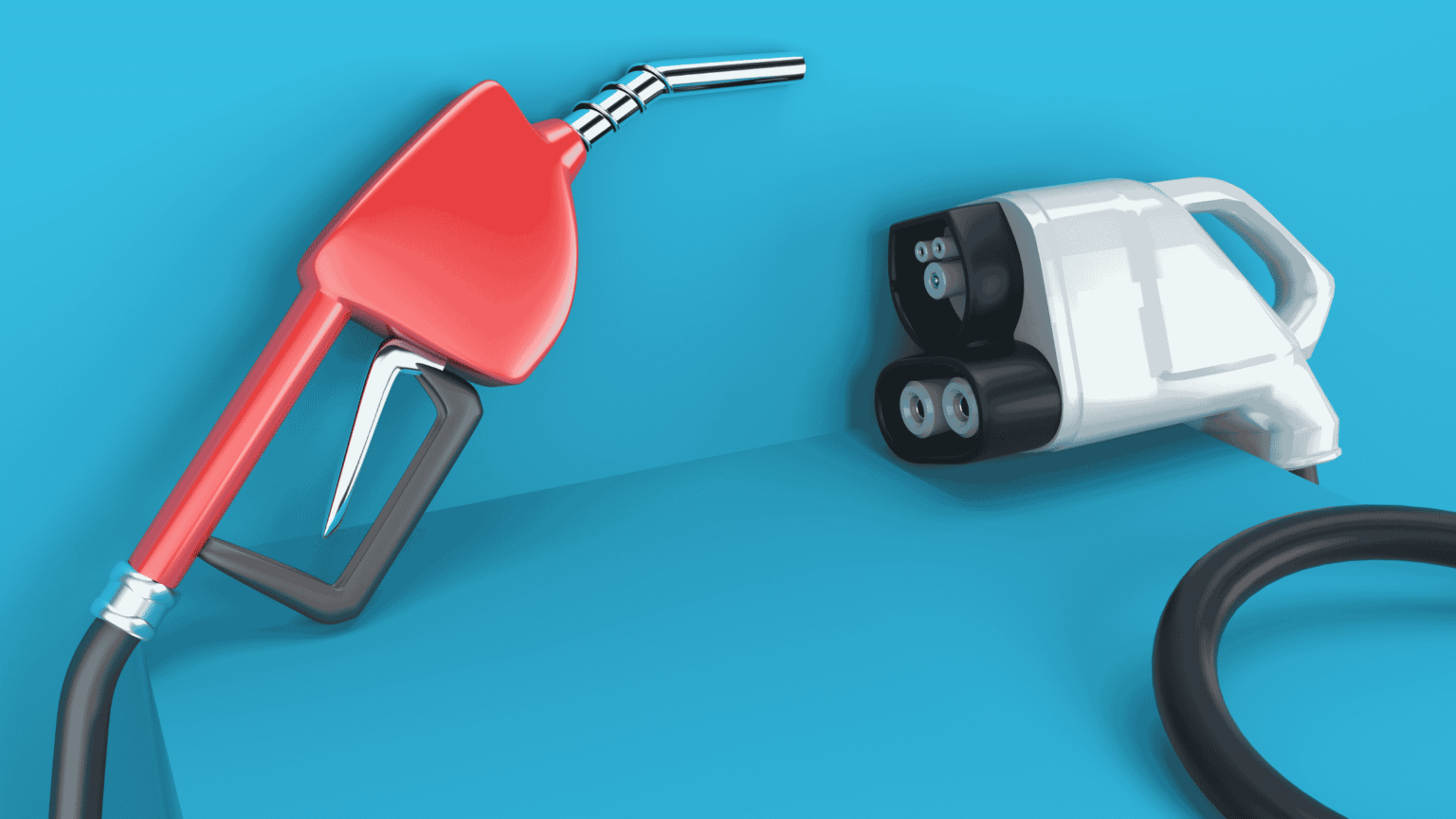 Image of petrol pump and a EV car charger