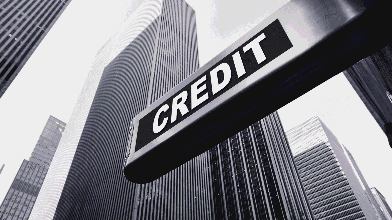 Street with credit in big writing on sign